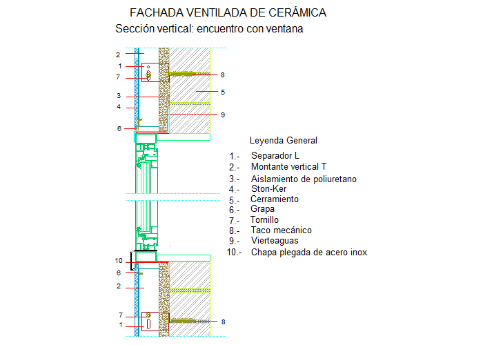 Secção vertical a passar por uma janela (em Espanhol)